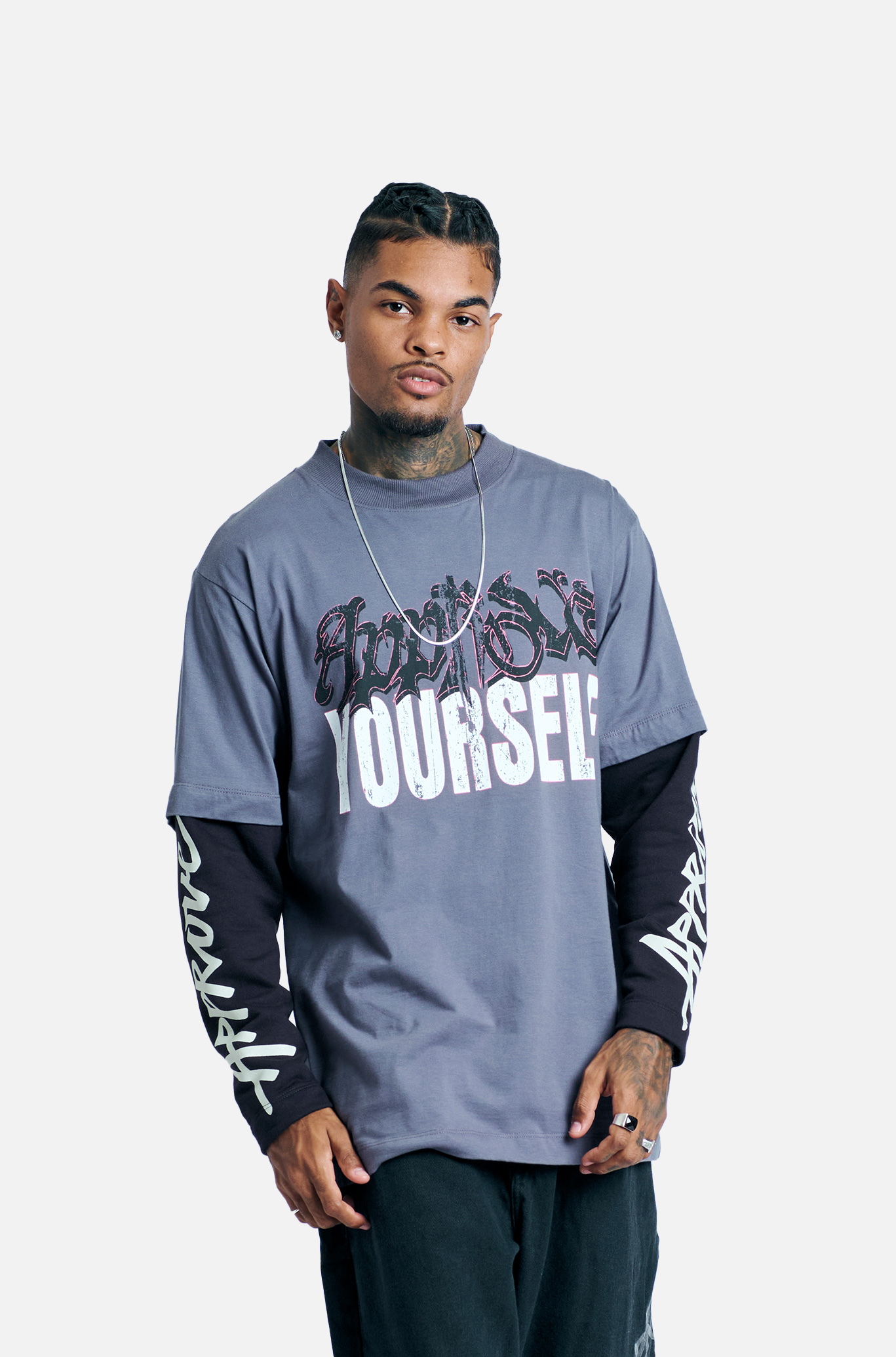 Camiseta Manga Longa Approve Gothic Cinza Chumbo