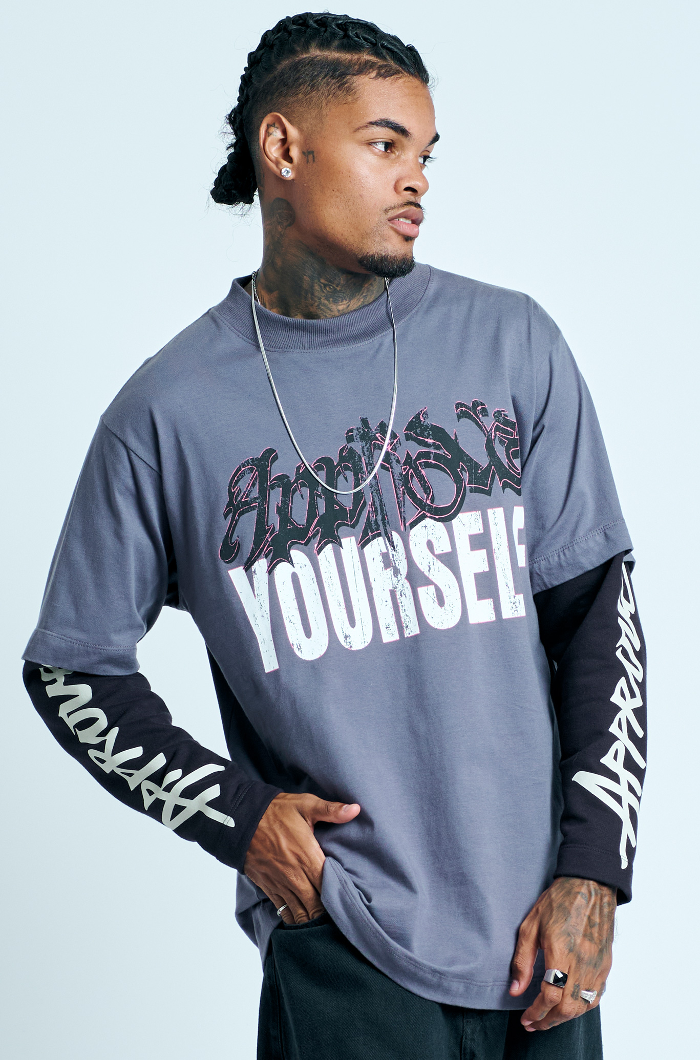 Camiseta Manga Longa Approve Gothic Cinza Chumbo